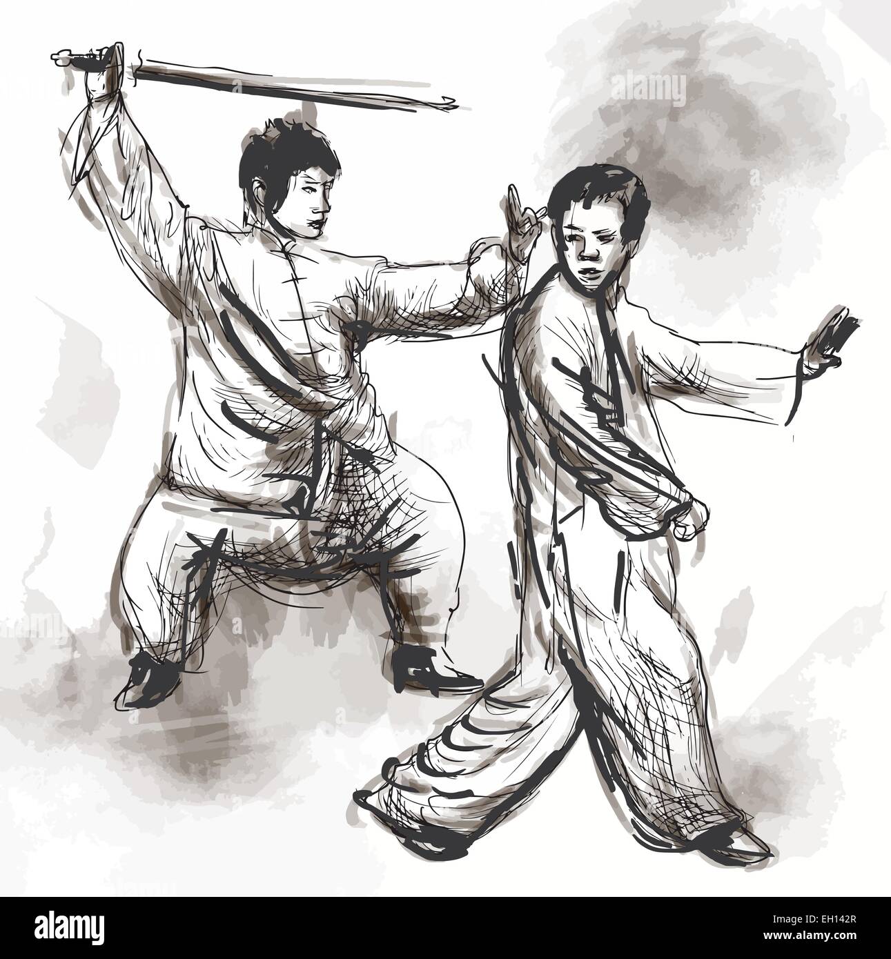 Eine handgezeichnete Abbildung (umgerechnet in Vektor) von Martial-Arts-Serie: TAIJI (Tai Chi). Ist eine innere chinesische Kampfkunst Stock Vektor