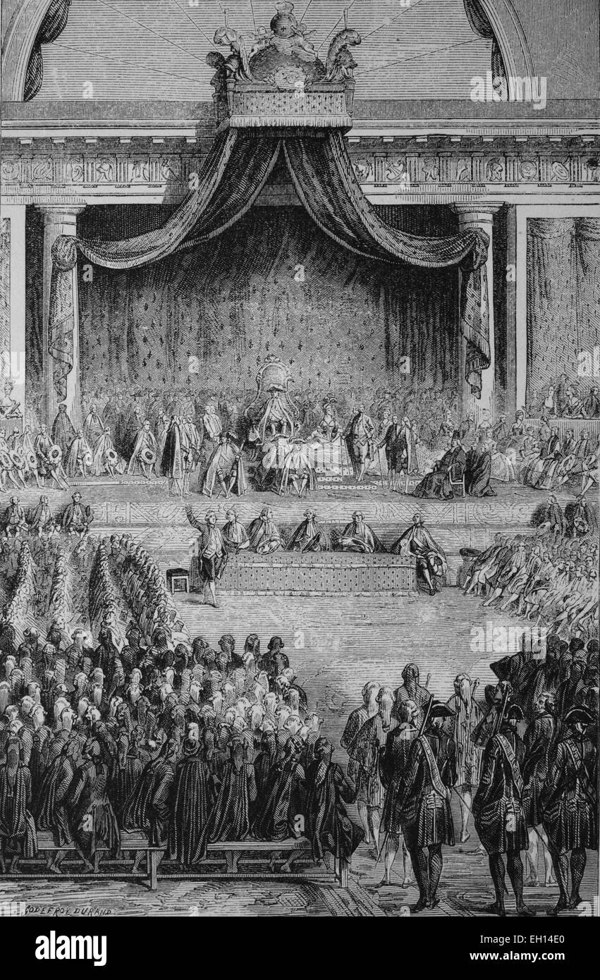 Montage von Versailles, Frankreich, 5. Mai 1789, Holzschnitt aus dem Jahr 1880 Stockfoto