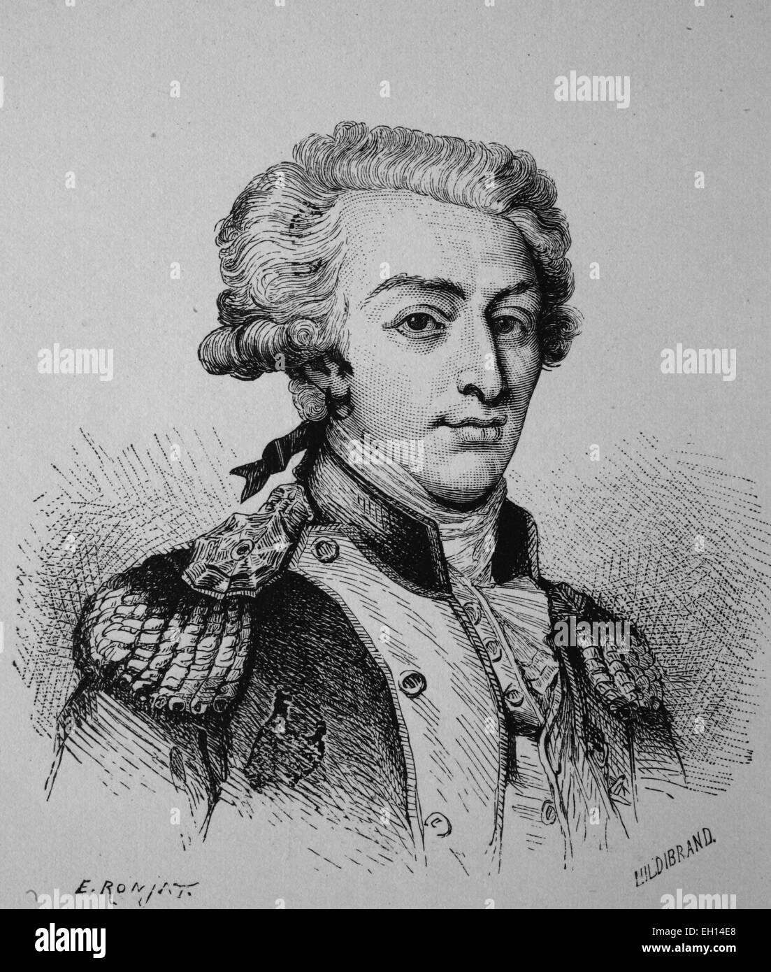 Marie Josef Paul de Lafayette, 1757-1834, französischer Politiker, historischen Holzschnitt, um 1880 Stockfoto