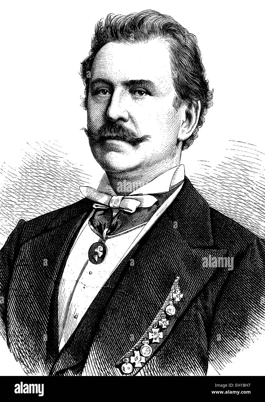 Karl Sontag, 1828-1900, Königshof Schauspieler, historische Illustration, 1877 Stockfoto