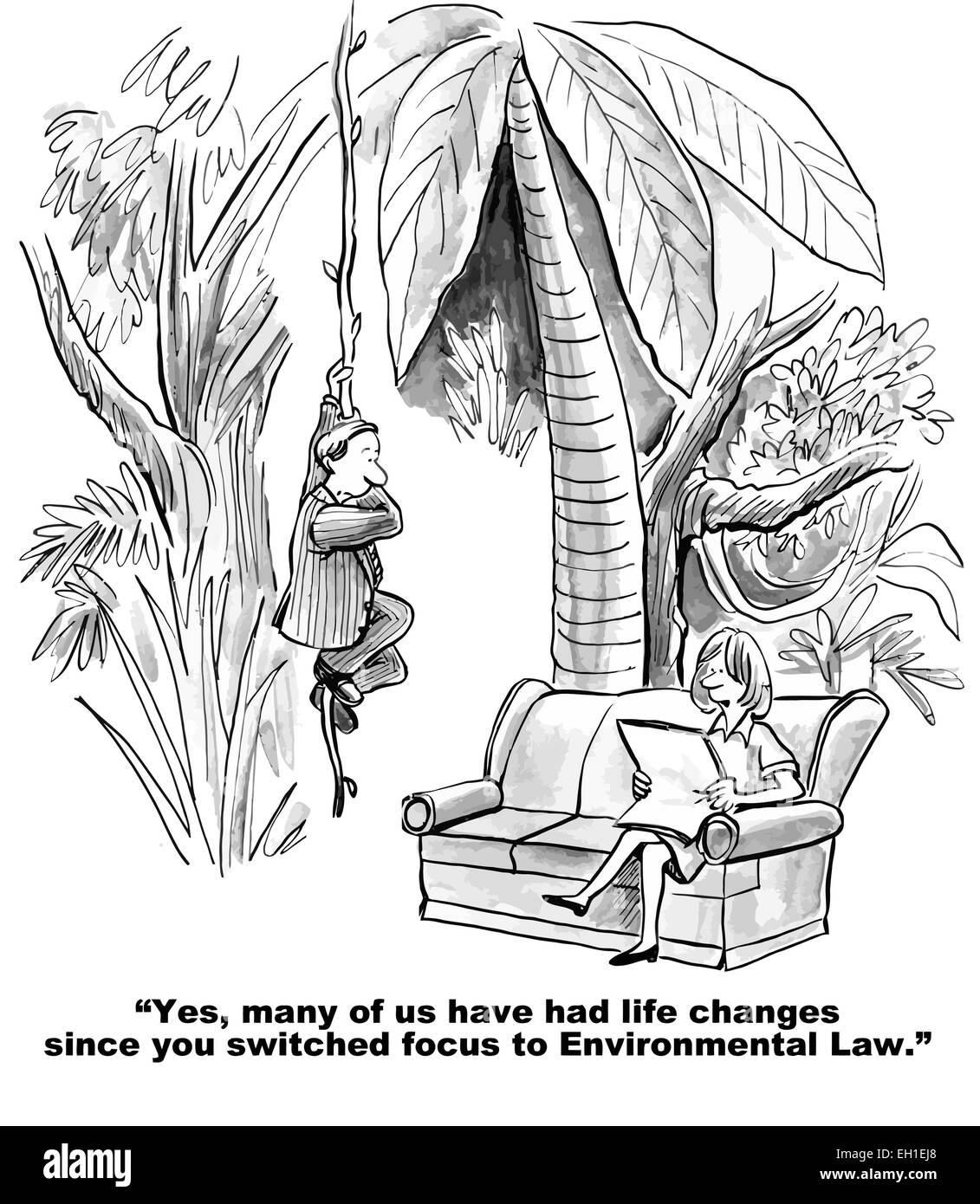 Cartoon von Familie leben in den Dschungel - viele von uns haben Veränderungen im Leben hatte, da Sie Schwerpunkt Umweltrecht gewechselt. Stock Vektor