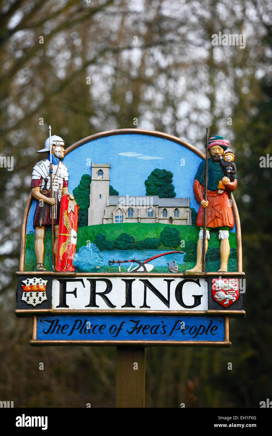 Ortsschild Fring, Norfolk, England. Stockfoto