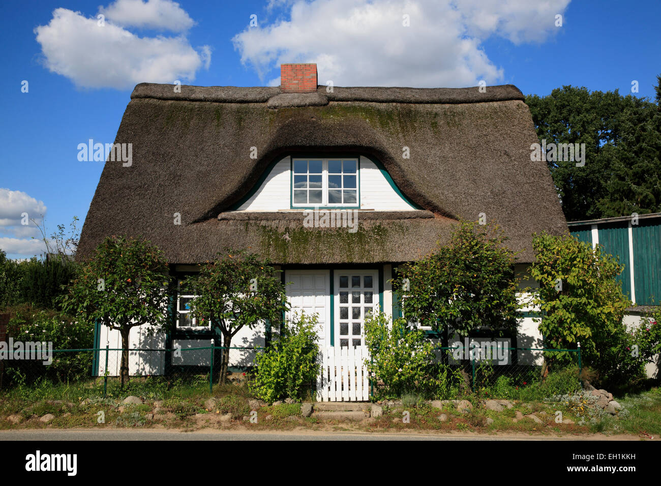 Reetgedeckten Haus in der Nähe von Ratzeburg, Schleswig-Holstein, Deutschland, Europa Stockfoto