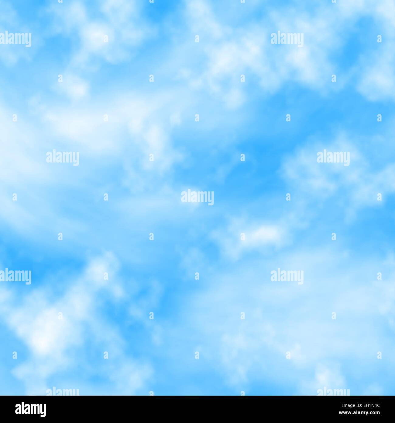 Flauschige weiße Wolken am blauen Himmel, die mit einem Verlaufsgitter bearbeitbares Vektor-illustration Stock Vektor