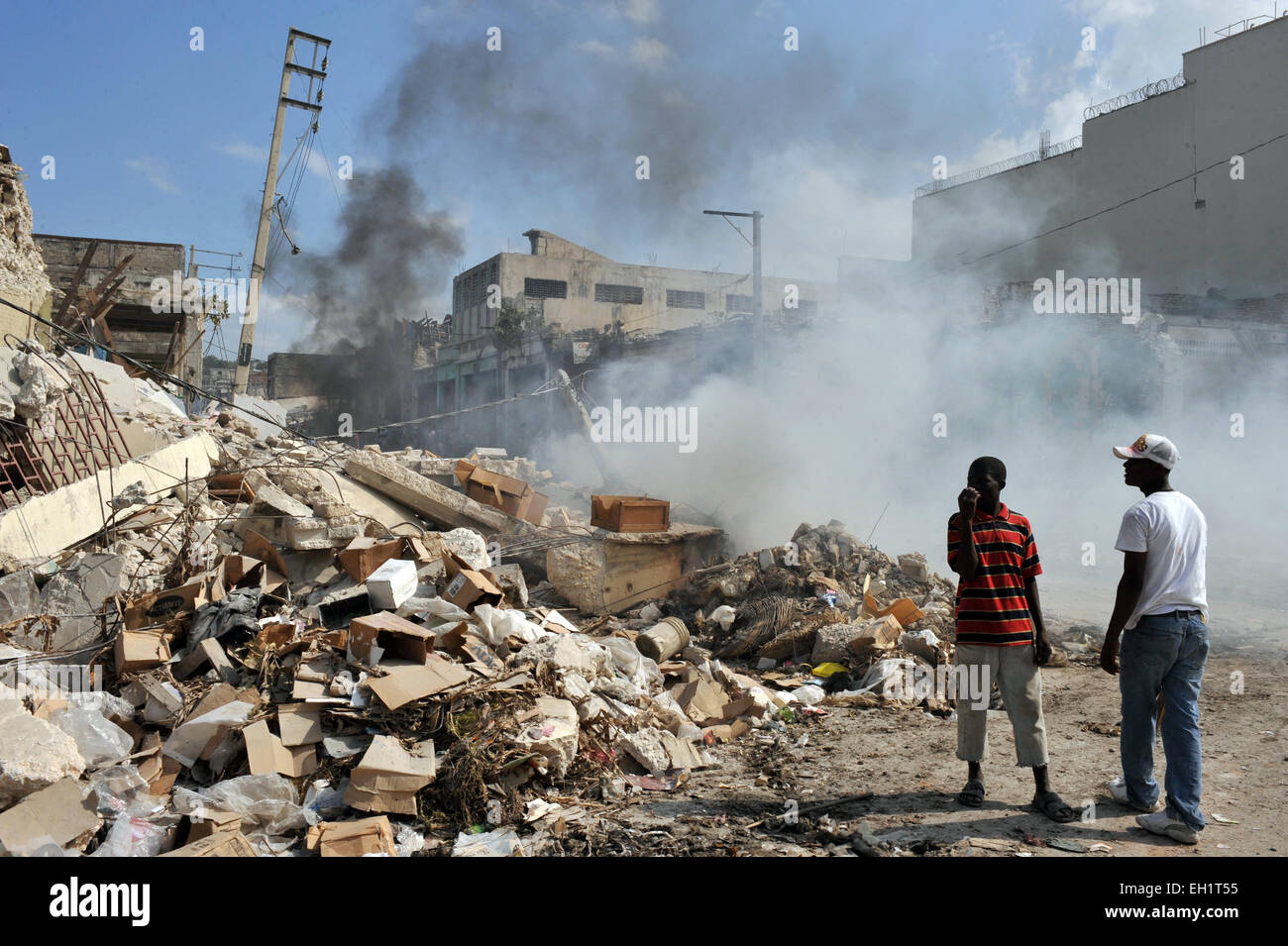 Erdbeben-Überlebenden in und um Port Au Prince, Haiti, 17. Januar 2010. Stockfoto