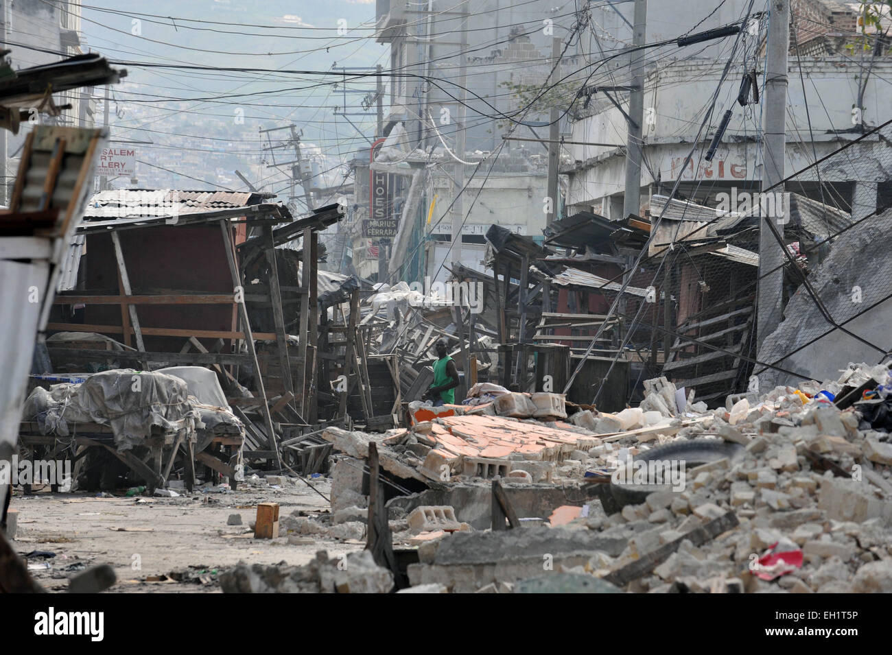 Die zerstörte Stadt nach dem Erdbeben, Port Au Prince, Haiti, 17. Januar 2010. Stockfoto