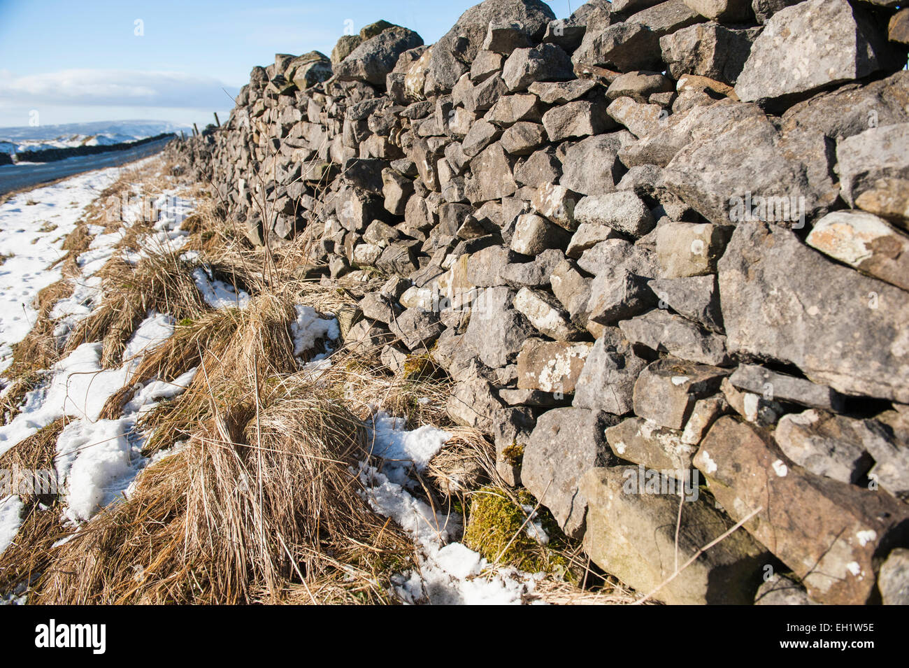 Alten Trockenmauer englische Landschaft Landschaft im ländlichen Raum in Szene Stockfoto