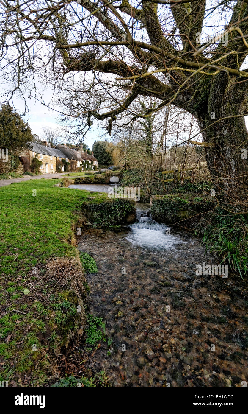 Caule Bourne Stream Barrington Zeile übergeben oder Winkle Straße ist Teil des Calbourne, Isle Of Wight Stockfoto