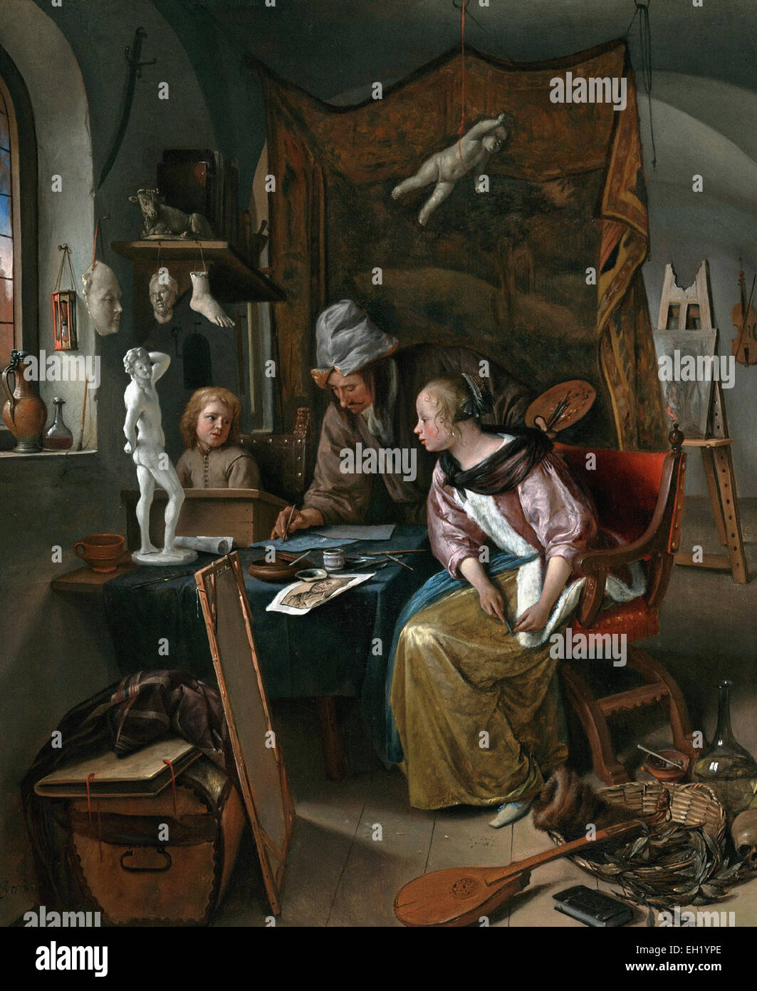 Jan Steen Zeichnung Lektion Stockfoto