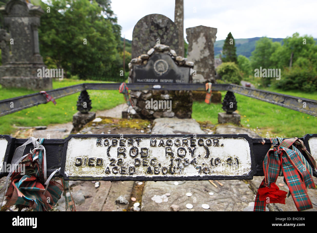 Das Grab von Robert Roy MacGregor in Balquhidder Friedhof Stockfoto
