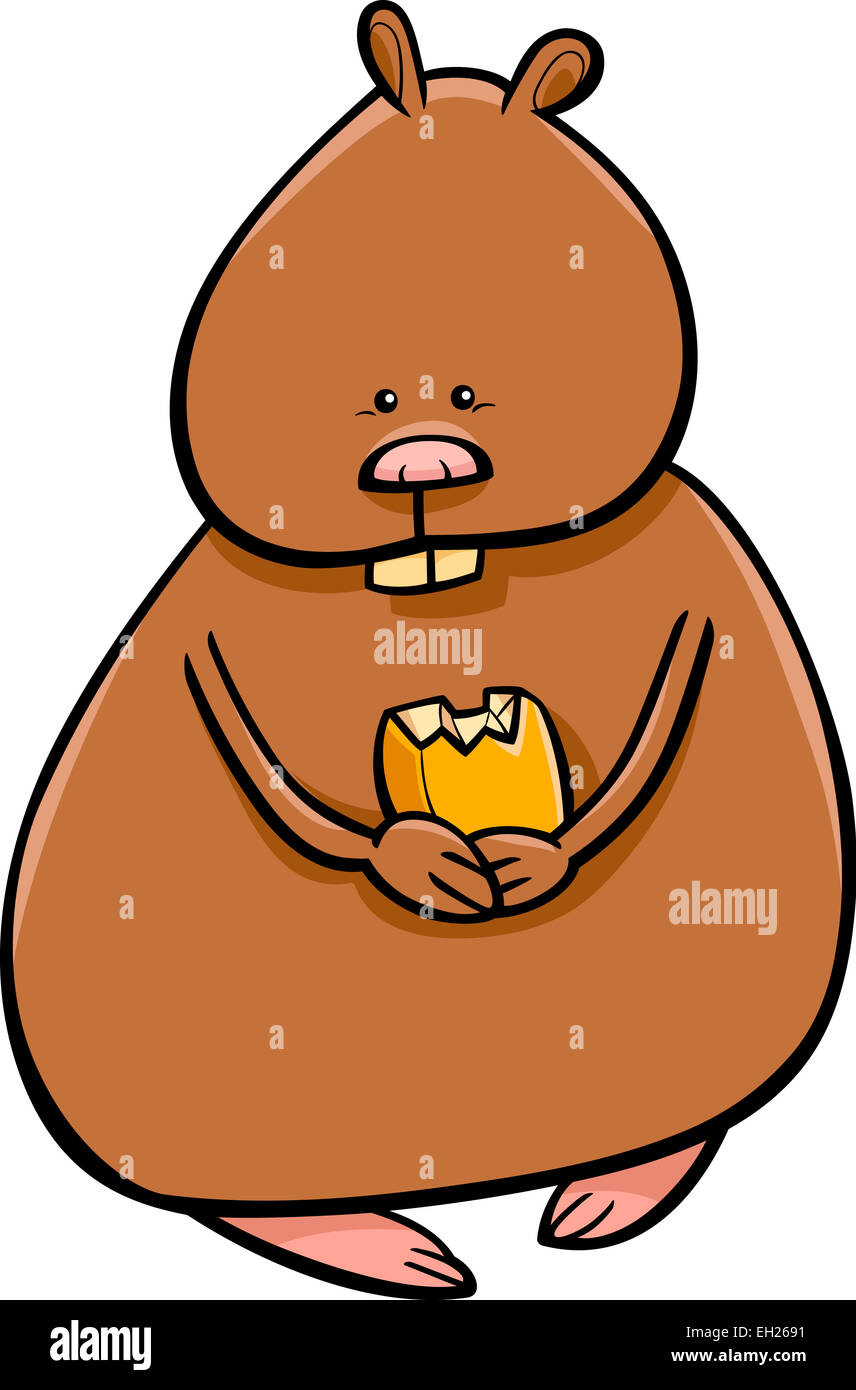 Cartoon-Illustration der lustige Hamster mit Mais Stockfoto