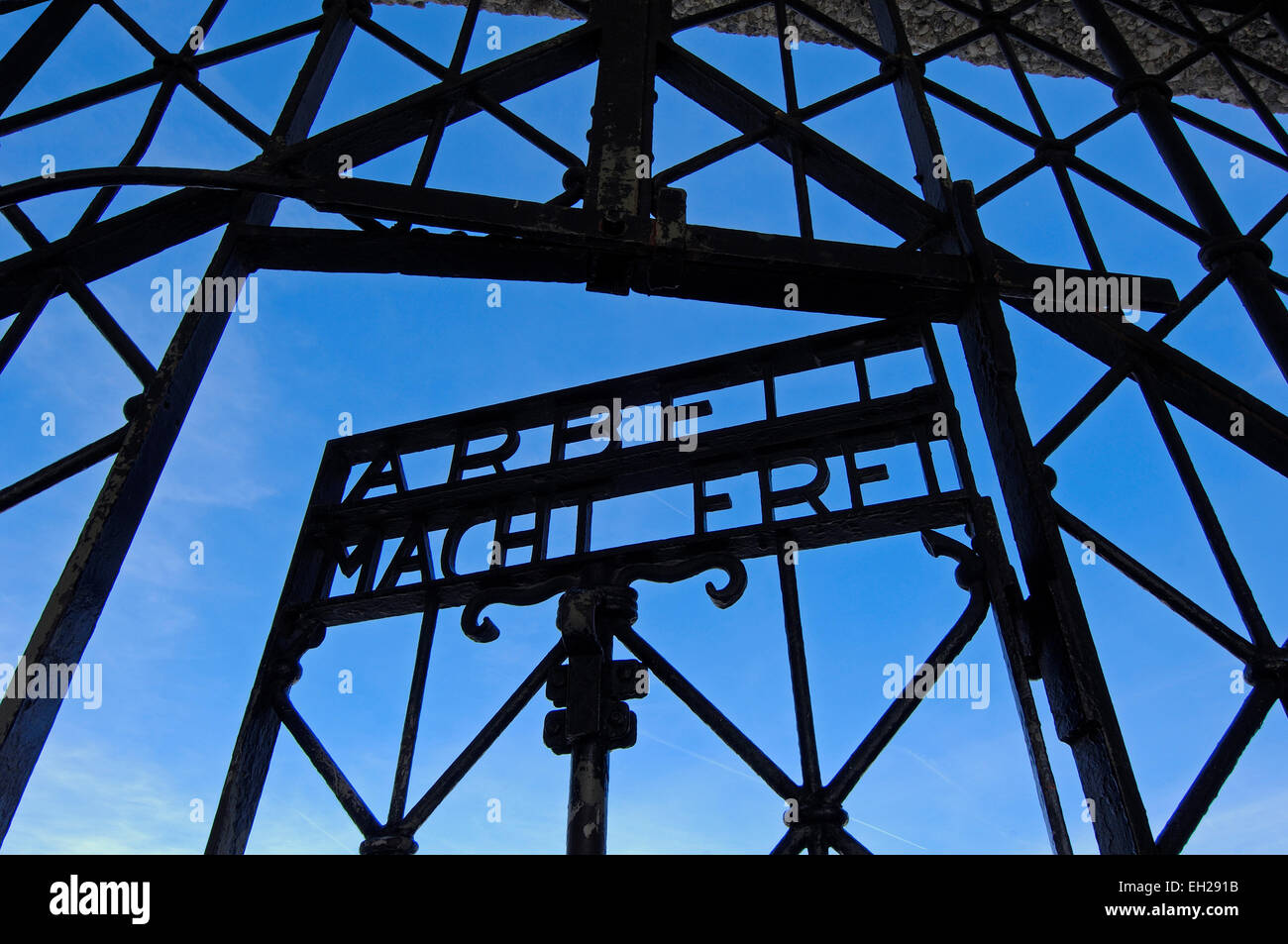Dachau, in der Nähe von München, Dachau, Gedenkstätte, Haupttor, Bayern, Deutschland, Europa. Stockfoto