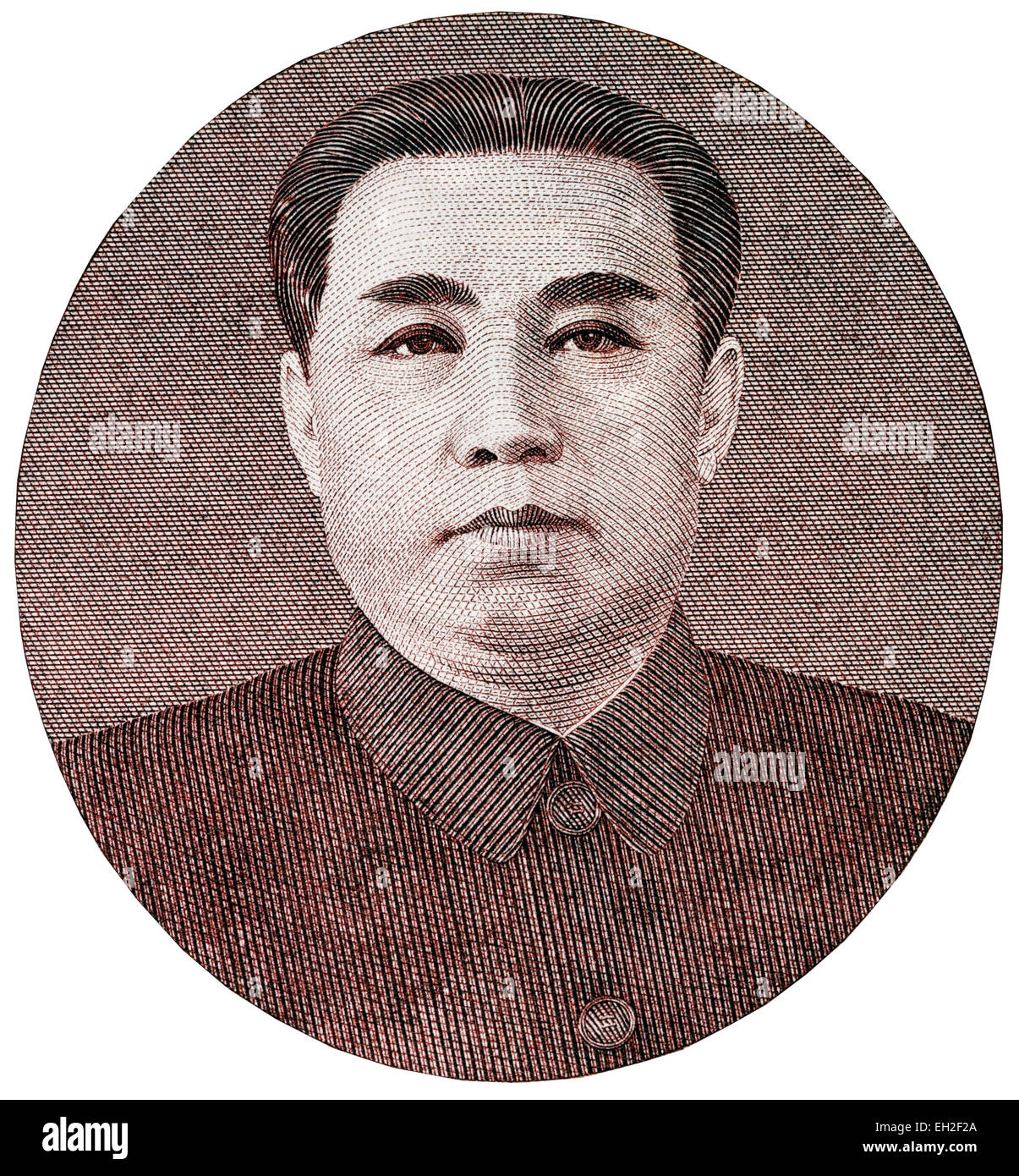 Kim Il-sung aus 100 Won-Banknote, Nordkorea, 1978 Stockfoto