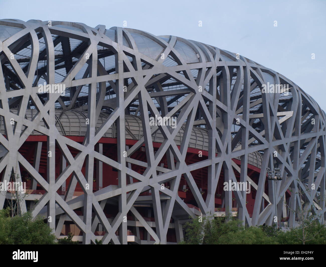 Seitenansicht der Länge der "Vogelnest" Stadion, Olympic National Stadium, Beijing, China Stockfoto
