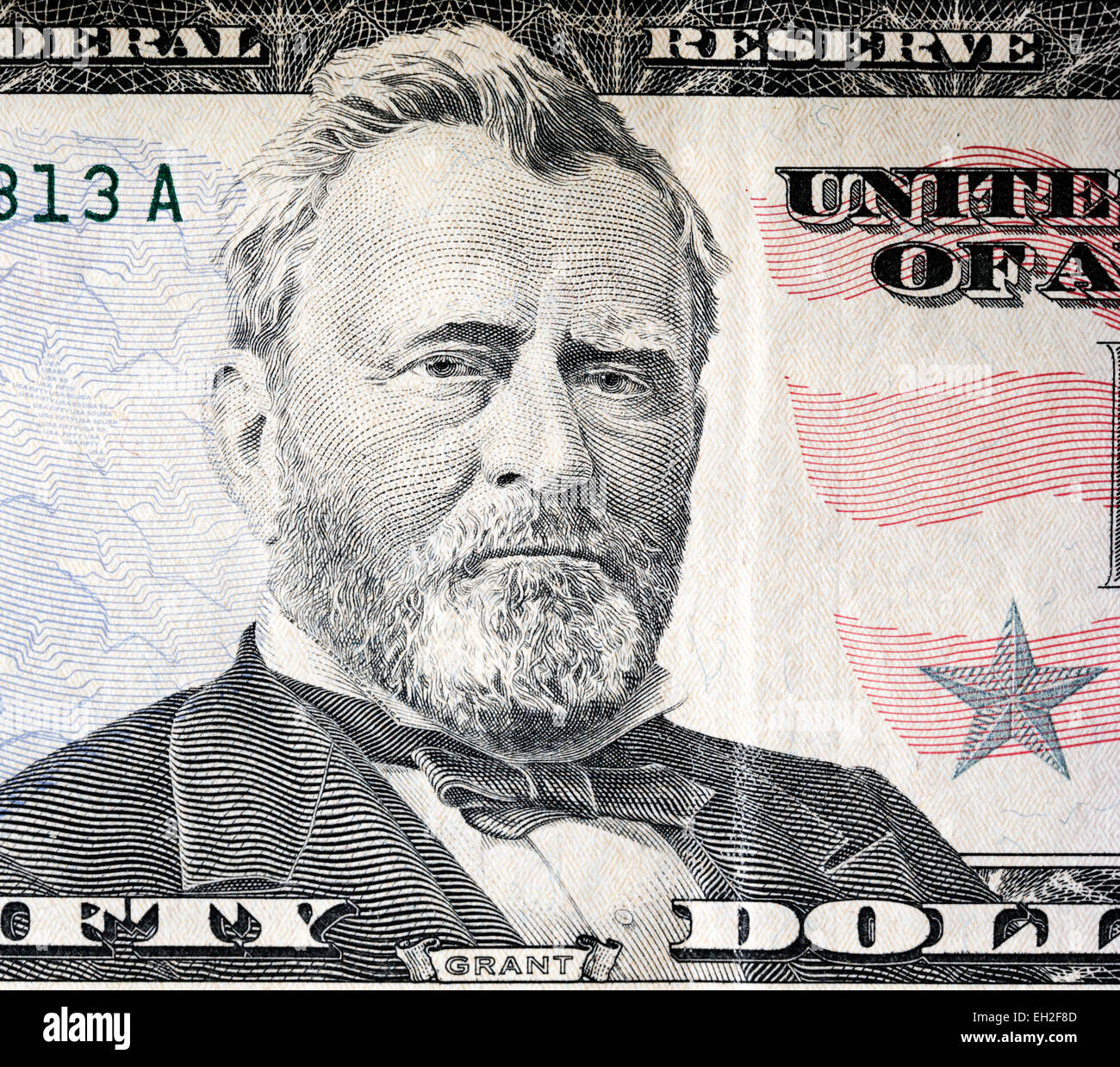 Präsident Ulysses Grant von 50 Dollar Banknote, USA, 2009 Stockfoto