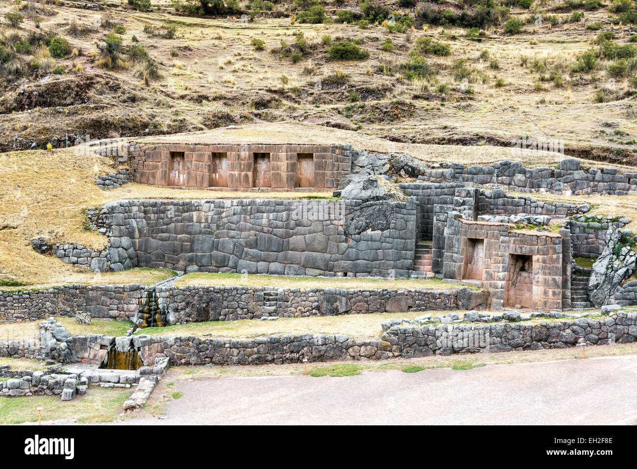 Alten Inka Ruinen von Tambomachay in der Nähe von Cuzco, Peru Stockfoto