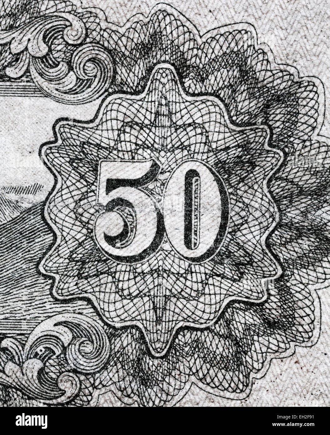 50 Zahl von 50 Sen Banknote, Japan, 1943 Stockfoto