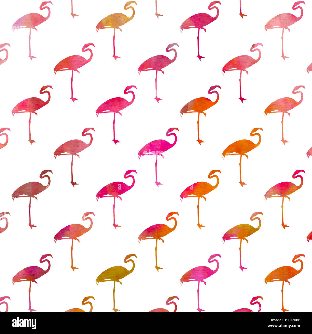 Weiß und Pink Flamingo Aquarell Muster Flamingos Polk Dot Hintergrundtextur Stockfoto