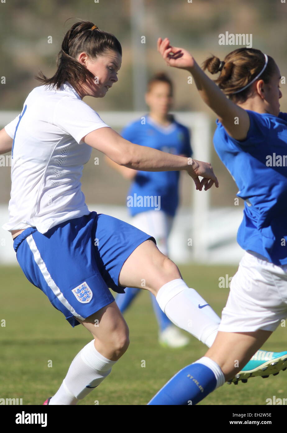 La Manga Club, Spanien. 5. März 2015. Internationales U19-Turnier für Frauen: England gegen Italien. Natasha Flint Credit: Tony Henshaw/Alamy Live News Stockfoto