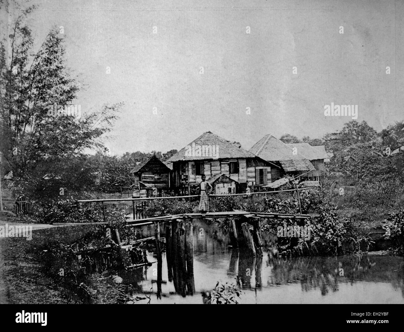 Eines der ersten Autotype Fotos von Maison Unwohlsein ein Johor Bahru, Malaysia, um 1880 Stockfoto