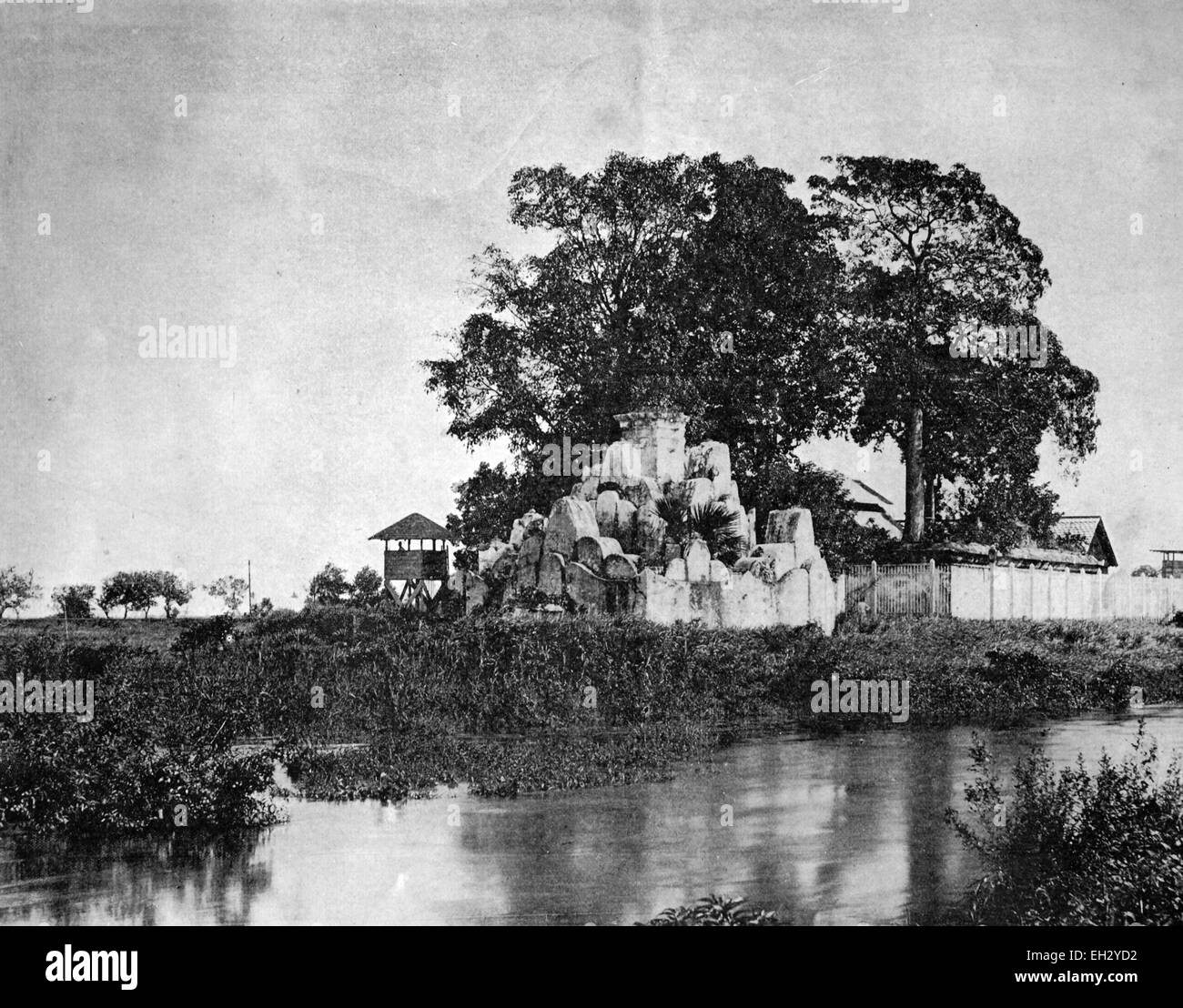 Eines der ersten Autotype-Fotos von der Tour De La Montagnarde, Kota-Radja, jetzt Banda Aceh, Sumatra, um 1880 Stockfoto