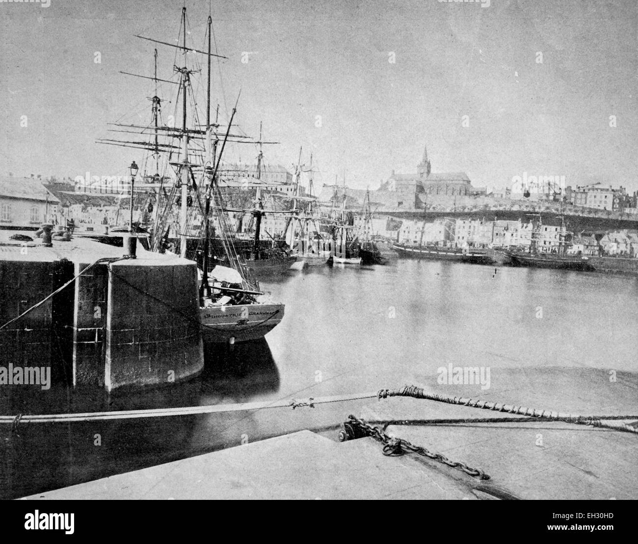 Eines der ersten Autotype Fotos auf den Hafen von Granville, Frankreich Stockfoto