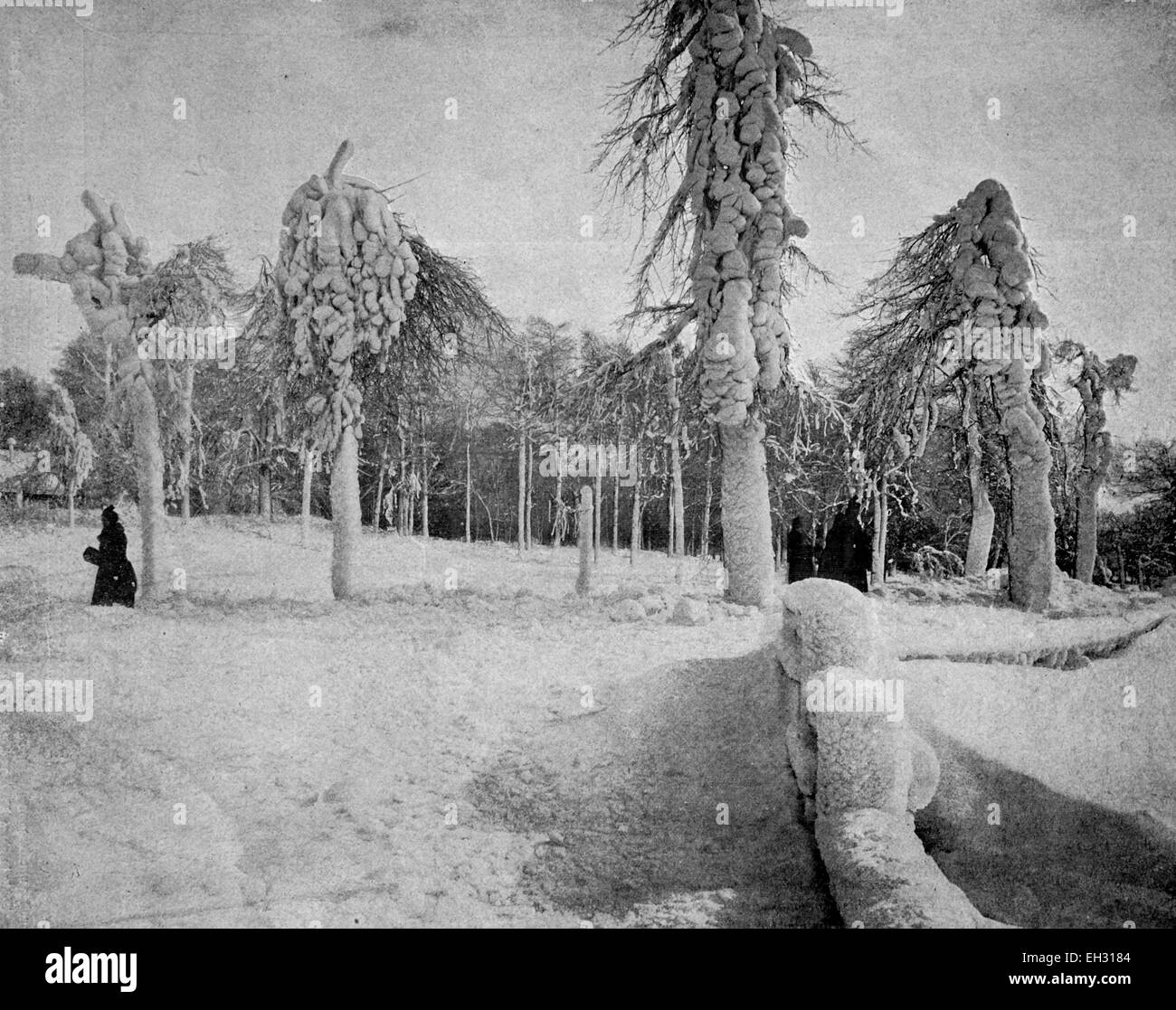 Eines der ersten Autotype Fotos der Prospect Park in Niagara im Winter, Kanada Stockfoto