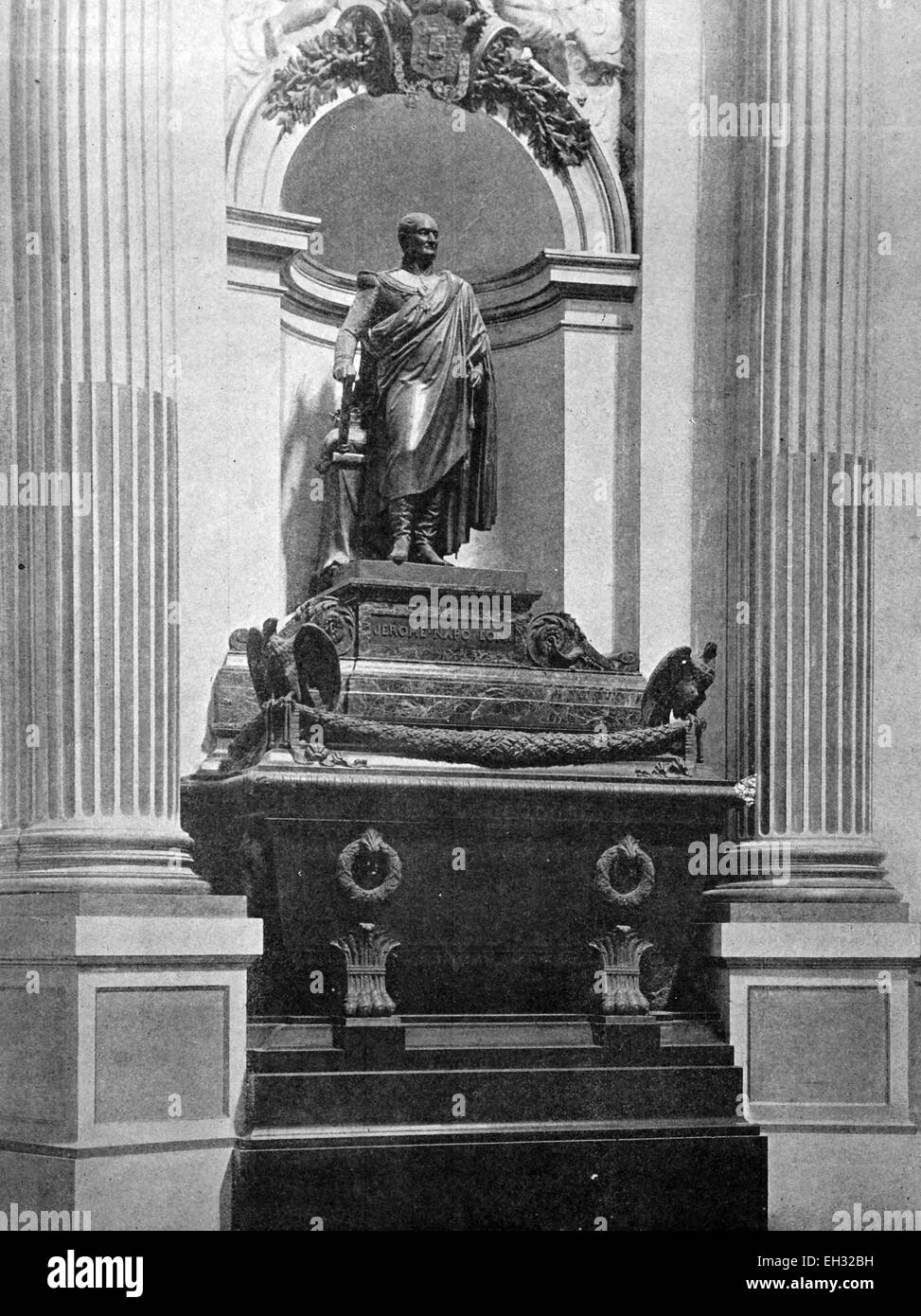 Eines der ersten Autotypen des Denkmals zu Jerome Napoleon in Paris, Frankreich, historische Fotografie, 1884 Stockfoto
