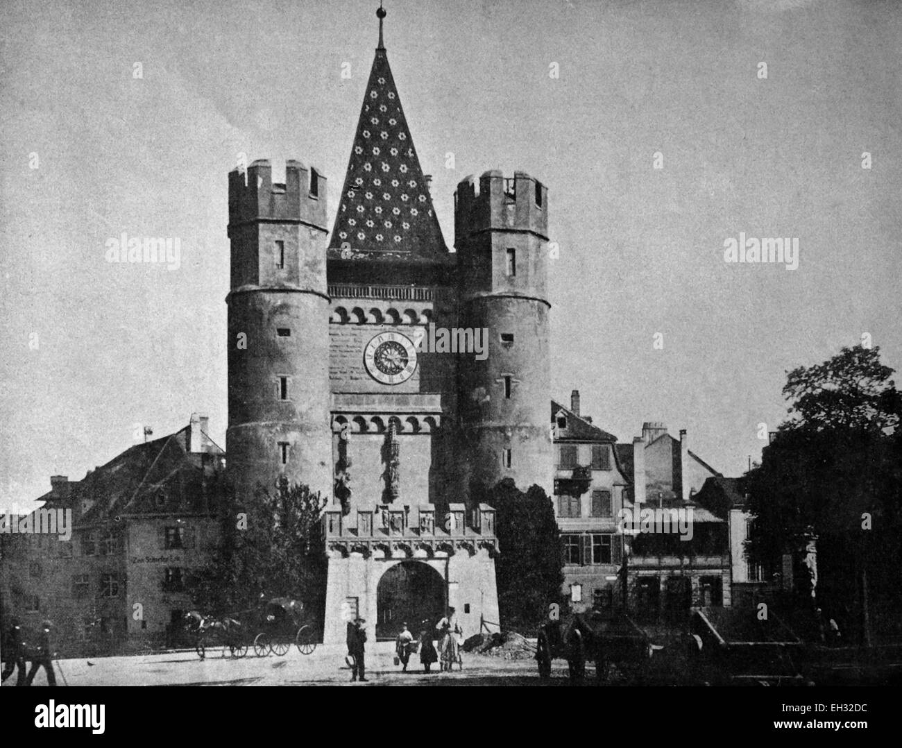 Eines der ersten Autotype druckt, Spalentor Tor in Basel, historisches Foto, 1884, Schweiz, Europa Stockfoto