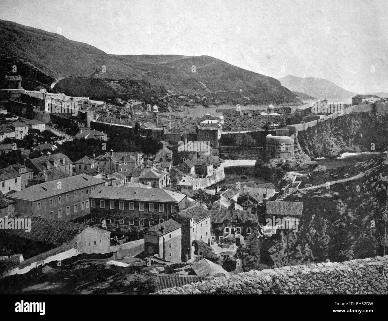 Eines der ersten Autotype druckt, historisches Foto, 1884, Ansicht von Ragusa, Austria, Europe Stockfoto