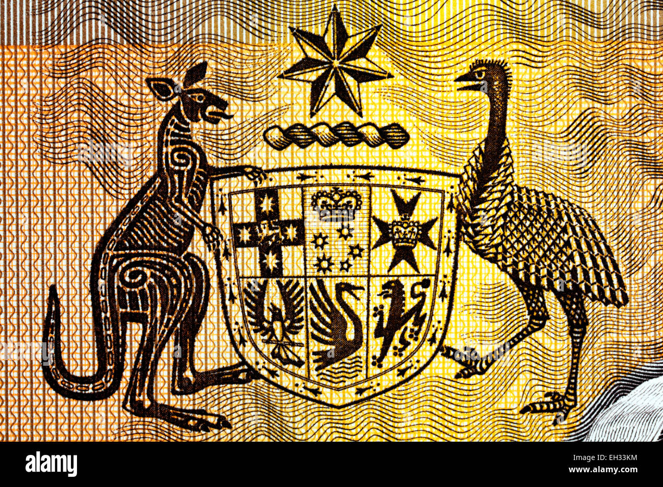 Australische Wappen von 1 Dollar Banknote, Australien, 1983 Stockfoto