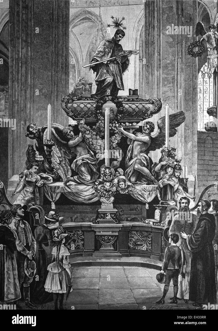 Grab des Heiligen Johannes von Nepomuk in Prag Stockfoto