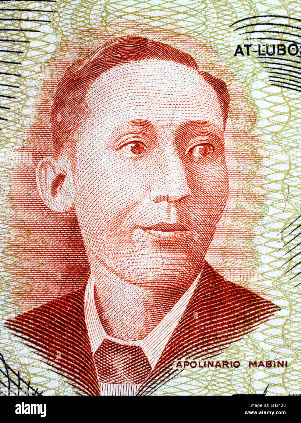 Apolinario Mabini, Premierminister von 10 Piso Banknote, Philippinen, 1981 Stockfoto