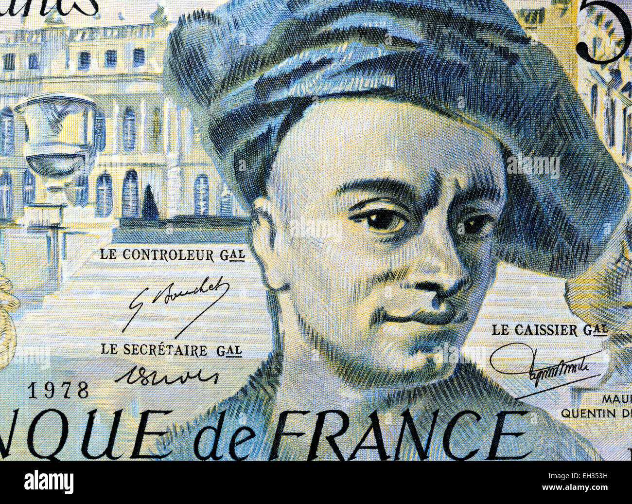 Maurice Quentin De La Tour von 50 Franken-Banknote, Frankreich, 1978 Stockfoto