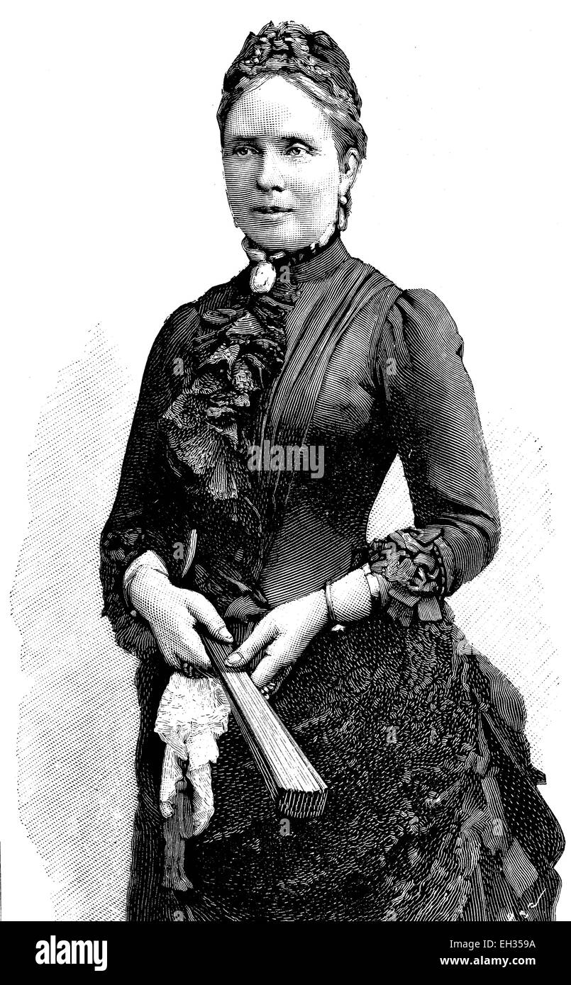 Historische Zeichnung, Porträt von Prinzessin Augusta Victoria von Schleswig-Holstein oder Victoria Friederike Luise Feodora Jenny von Schleswig-Holstein-Sonderburg-Augustenburg VA, 1858-1921, Ehefrau von Wilhelm II oder William II, die letzte deutsche Kaiserin und Königin von Preußen Stockfoto