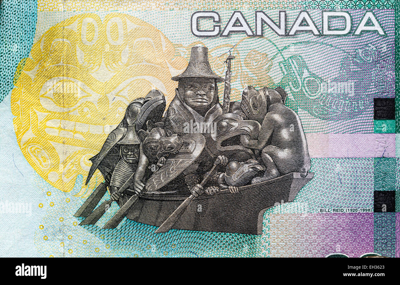 Einheimische Kunst von 20 Dollar Banknote, Kanada, 2009 Stockfoto