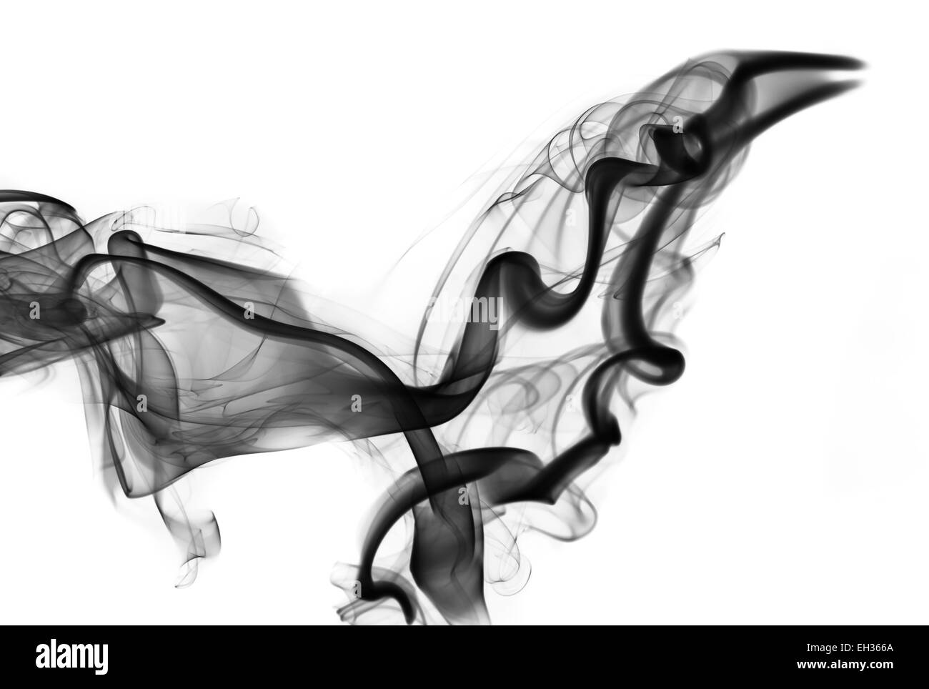 Abstraktion: schwarze Rauch Form und wirbelt auf weiß Stockfoto