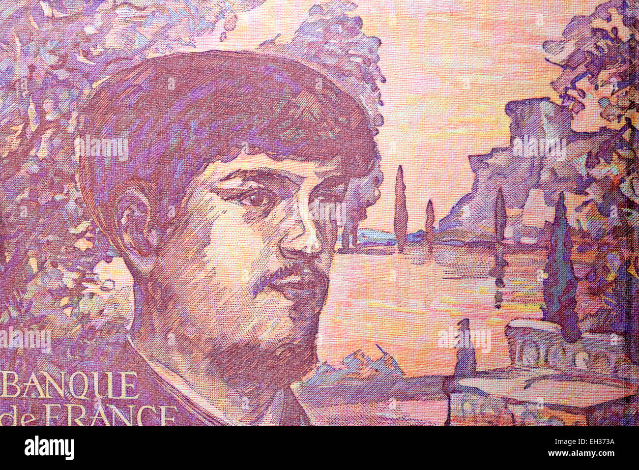 Komponist Claude Debussy von 20 Franken Banknote, Frankreich, 1997 Stockfoto