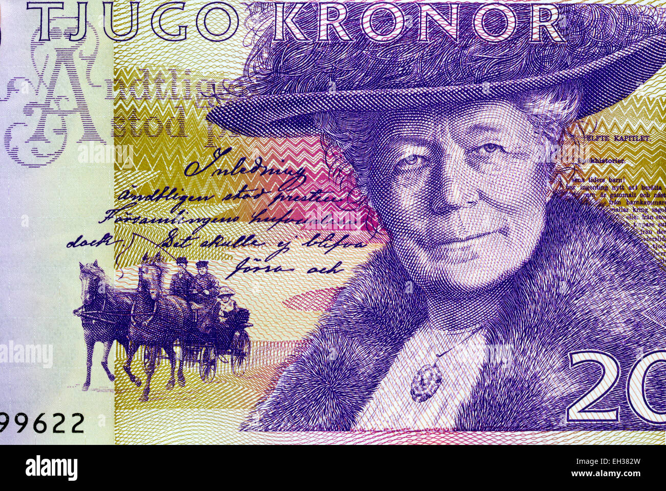 Selma Lagerlof von 20 Kronen Banknote, Schweden, 2006 Stockfoto