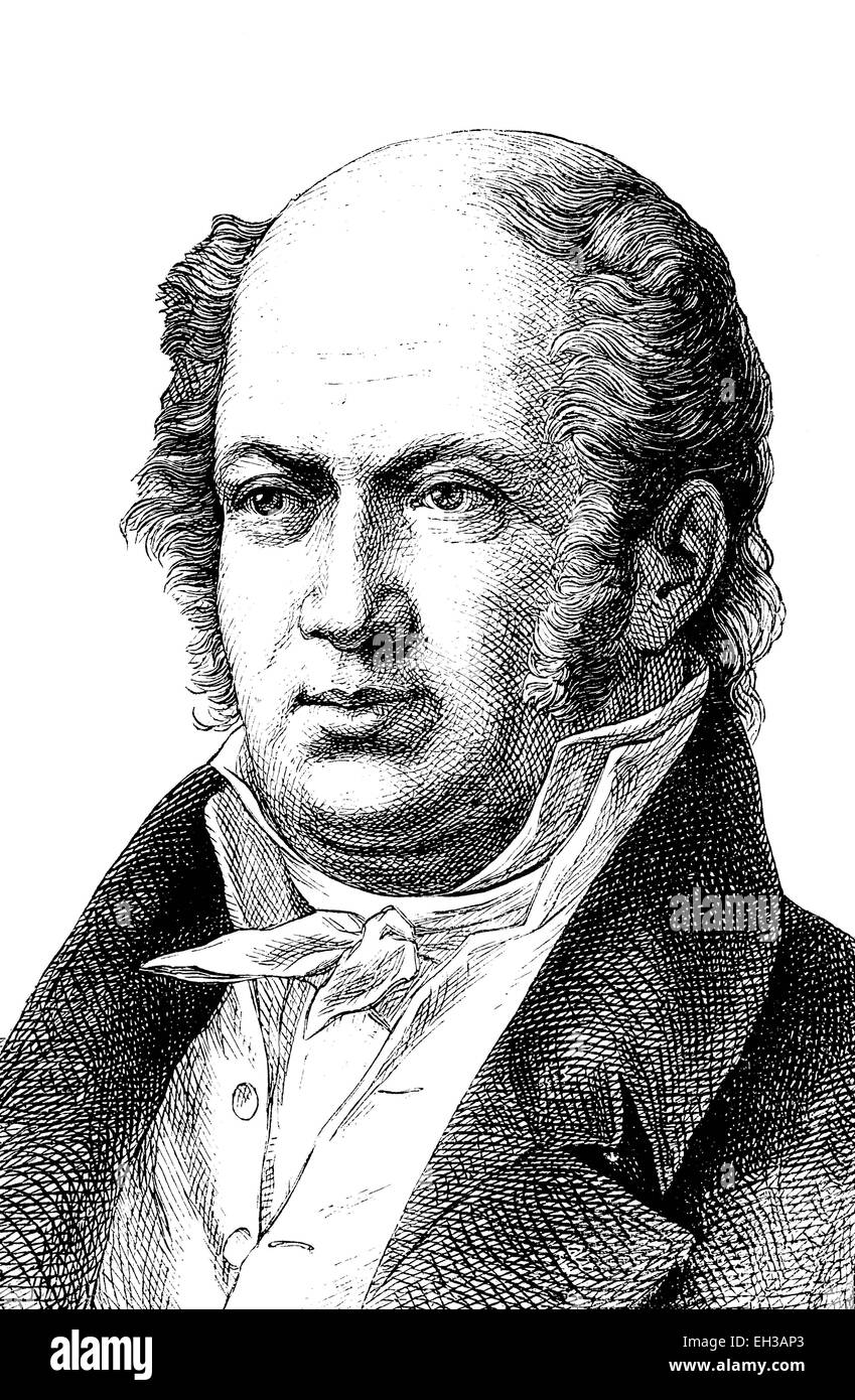 Historische Zeichnung, 19. Jh., Porträt von Isidore Geoffroy Saint-Hilaire, 1805 – 1861, ein französischer Zoologe und Verhaltensforscher Stockfoto