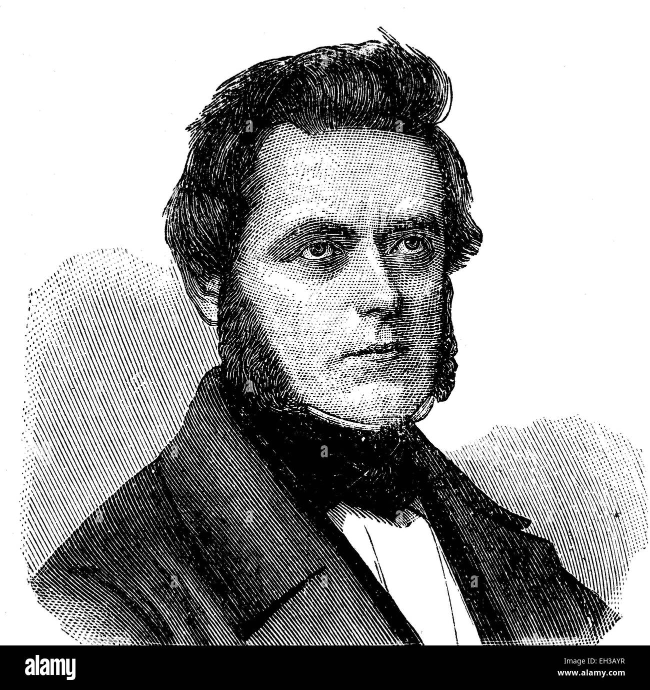 Robert Mohl, benannt von Mohl seit 1837, 1799-1875, deutscher Politologe, Mitglied der Frankfurter Nationalversammlung 1848 und Mitglied des Deutschen Reichstags, Holzstich, 1880 Stockfoto