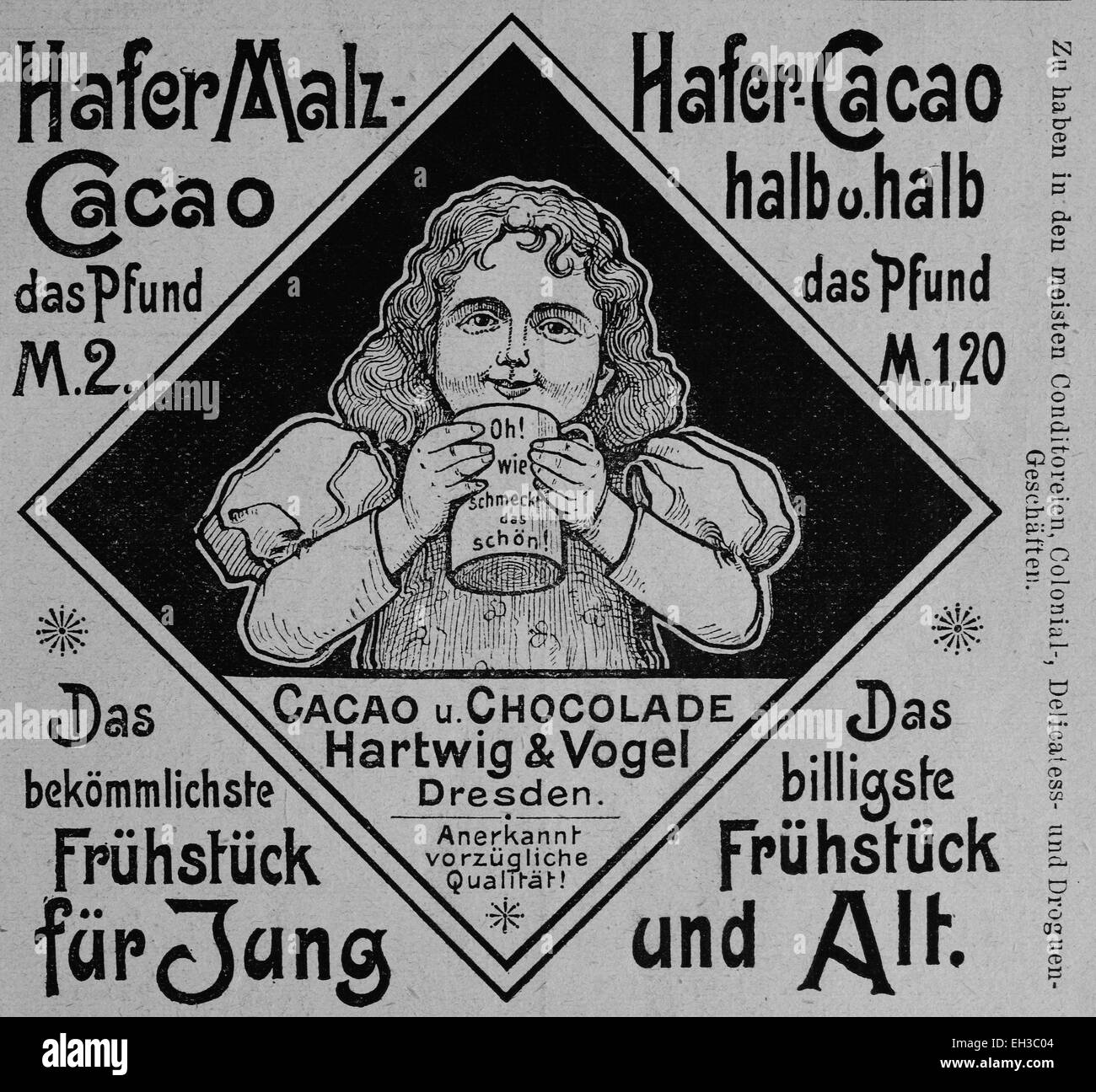 Werbung im Jahr 1890, veröffentlicht in der Zeitung Gartenlaube Stockfoto