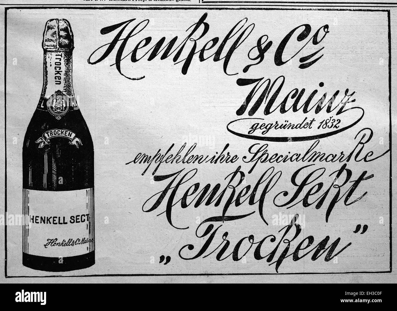 Werbung im Jahr 1890, veröffentlicht in der Zeitung Gartenlaube Stockfoto