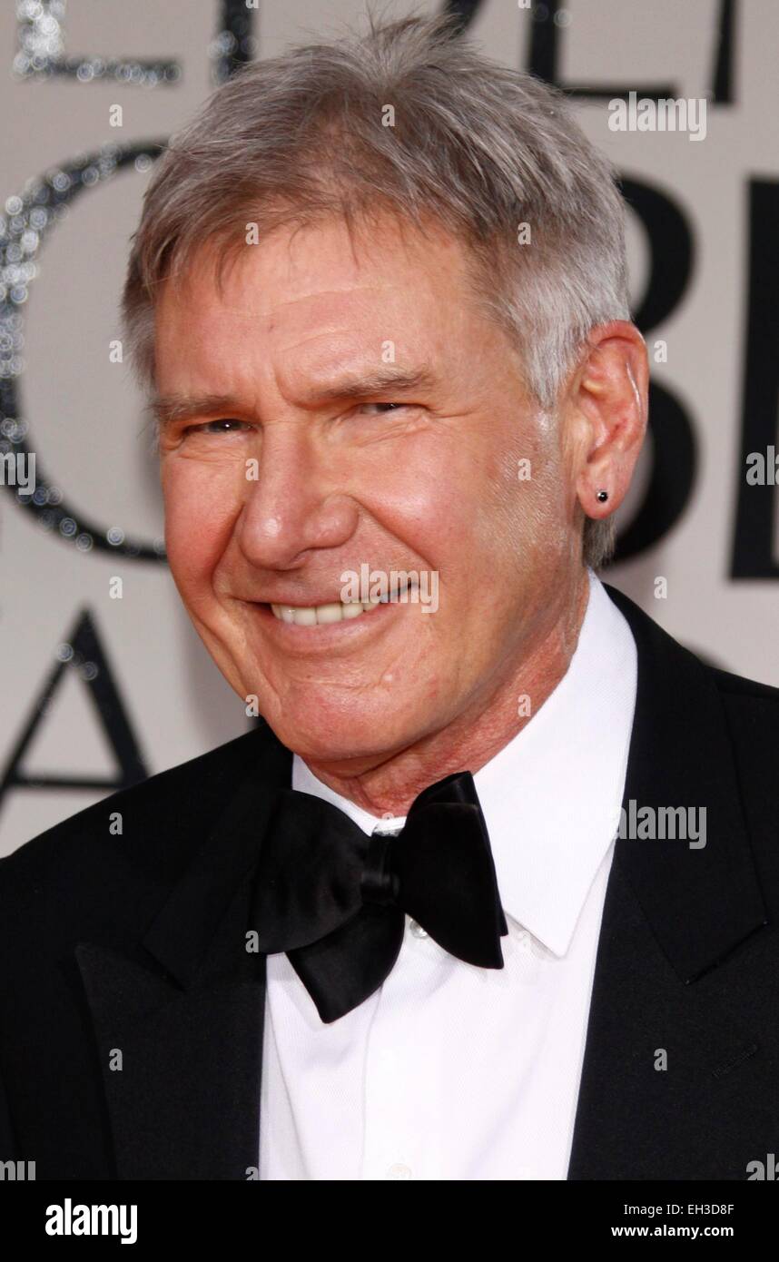 US-Schauspieler Harrison Ford besucht die 69. Annual Golden Globe Awards am 15. Januar 2012 von der Hollywood Foreign Press Association in Beverly Hilton Hotels in Los Angeles, USA, vorgestellt. Foto: Hubert Boesl Stockfoto