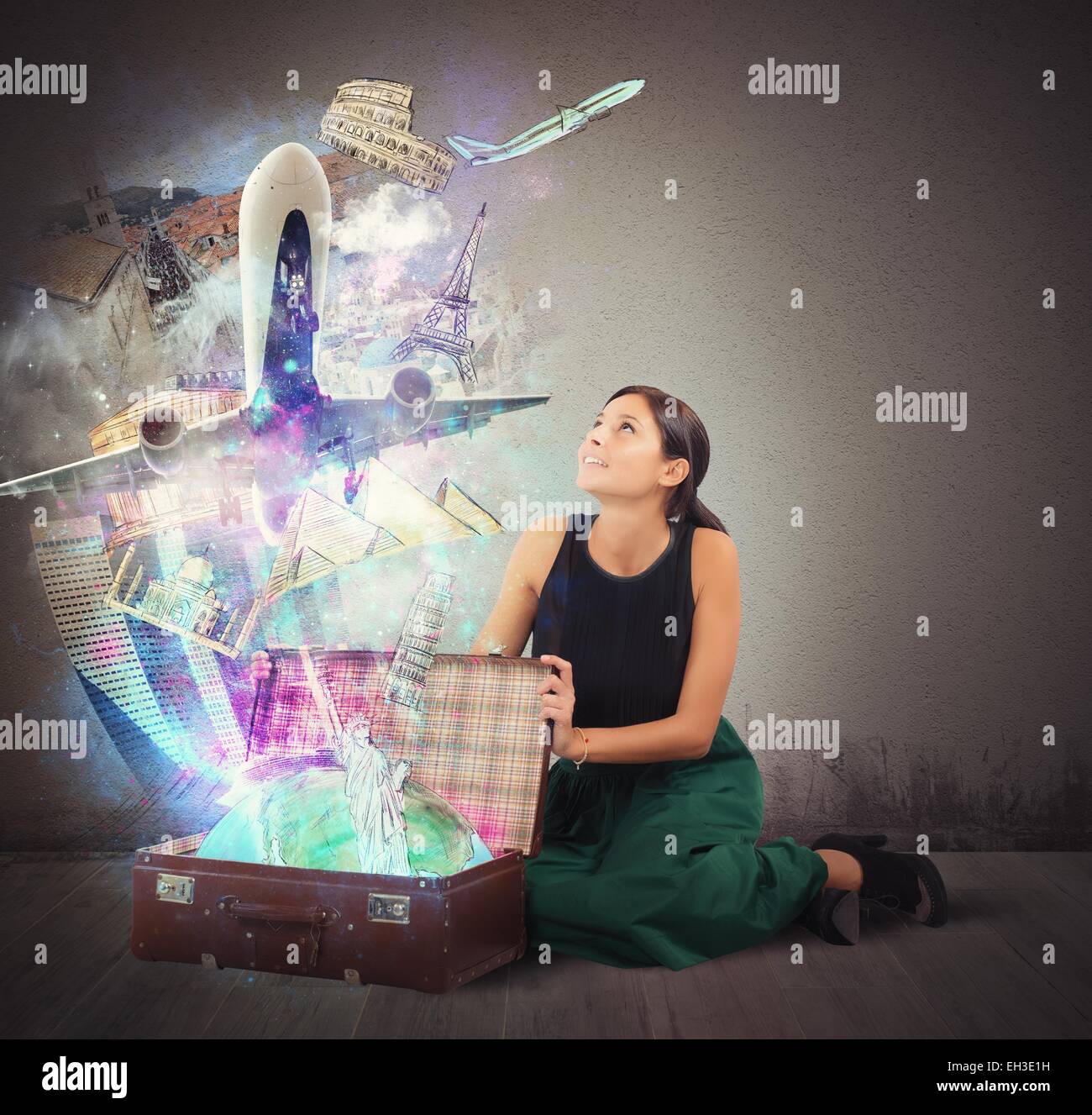 Koffer voller Erinnerungen Stockfoto