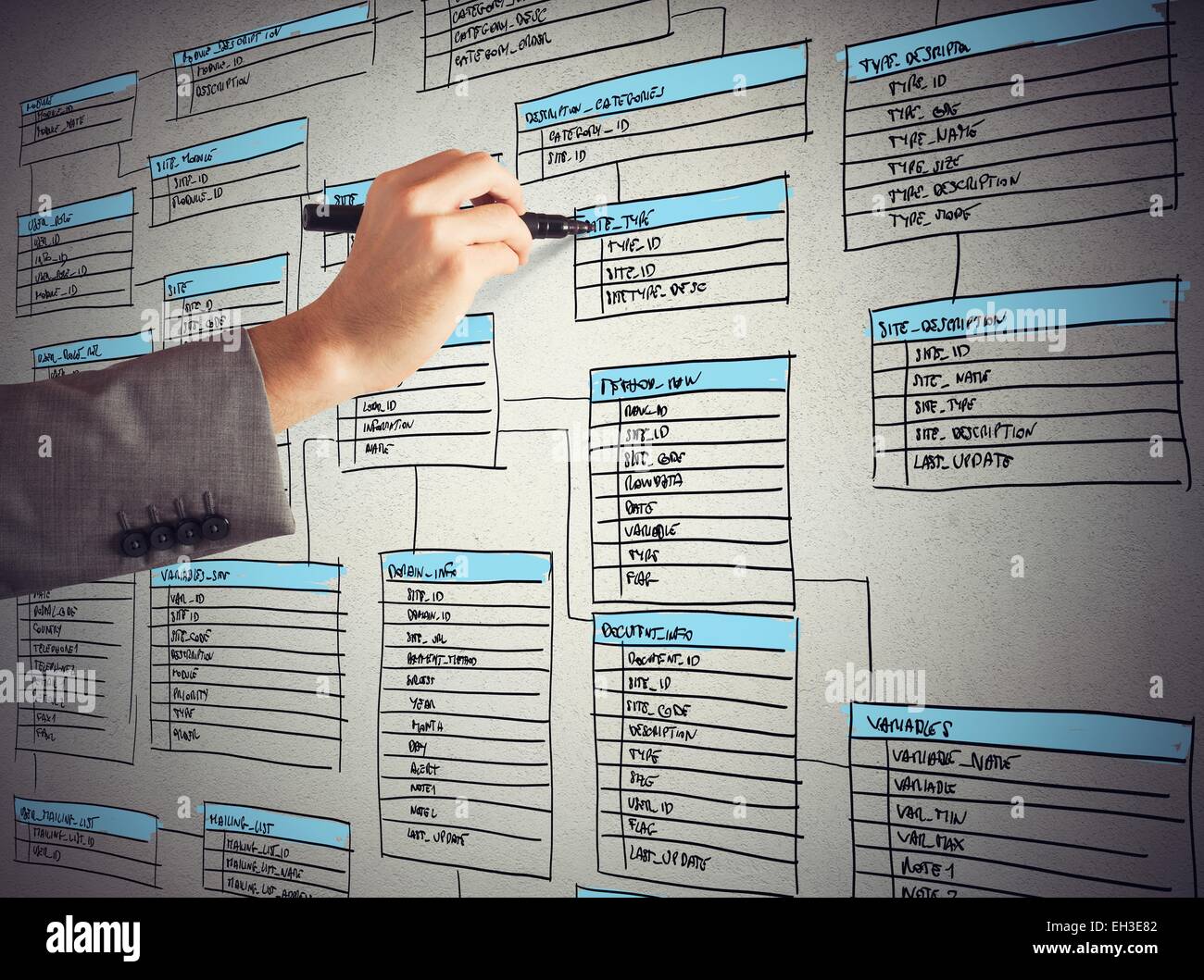 Organisieren einer Datenbank Stockfoto