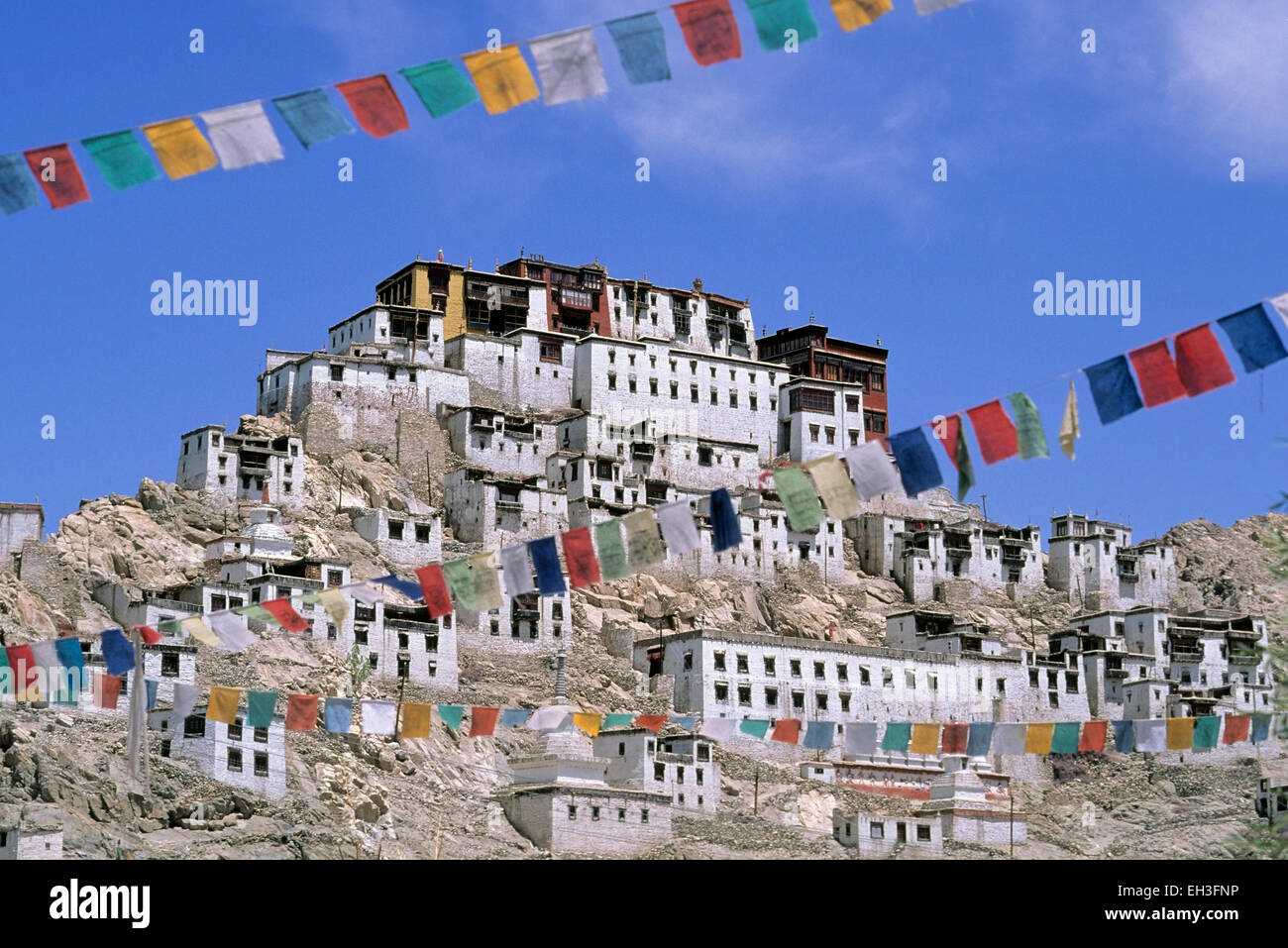 Buddhistisches Kloster Tikse Gompa, Tal von Leh, Ladakh, Indien Stockfoto
