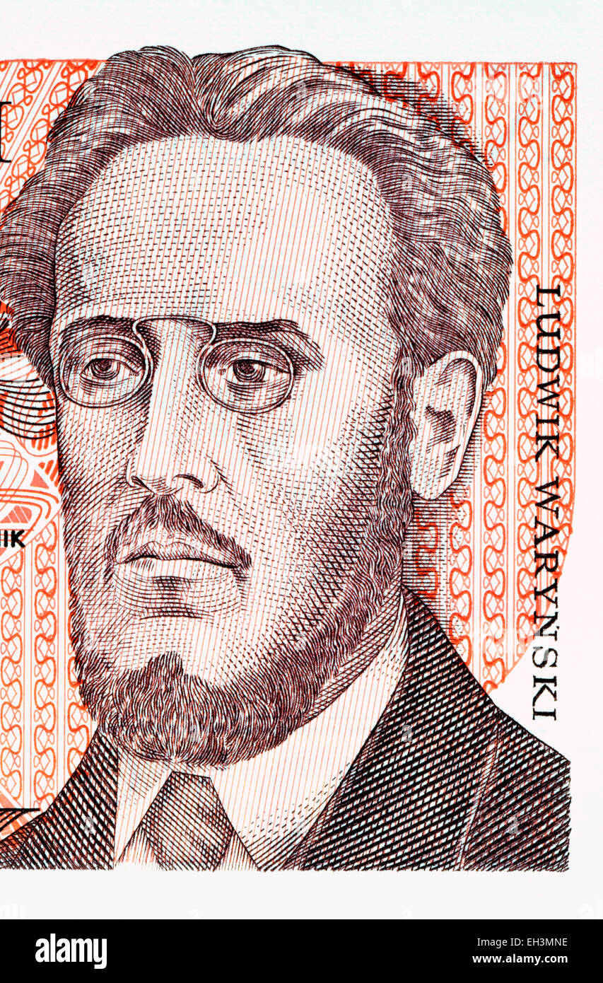 Detail aus einem polnischen 100zł Banknote zeigt Porträt von Ludwik