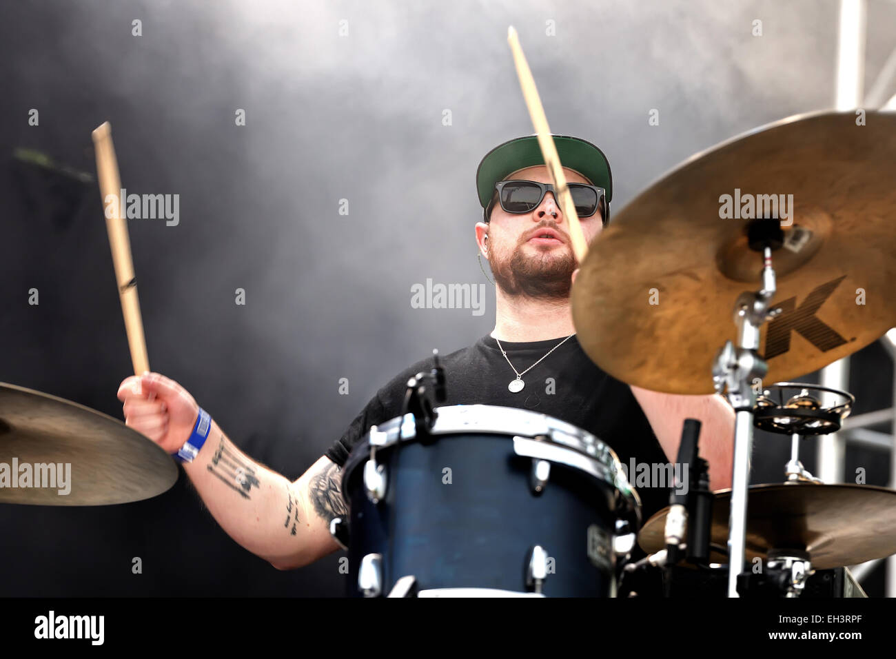 MADRID - SEP 13: Drummer von königlichem Geblüt (britische Duo Rockband in Worthing) Konzert in Dcode Festival. Stockfoto