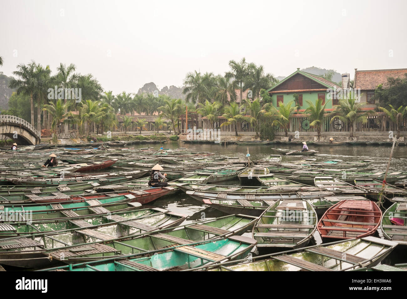 Boote bei Tam Coc (Tam Hoc), Vietnam Stockfoto